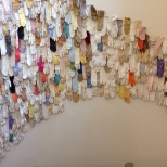 wall of gloves at JCrew in Chelsea